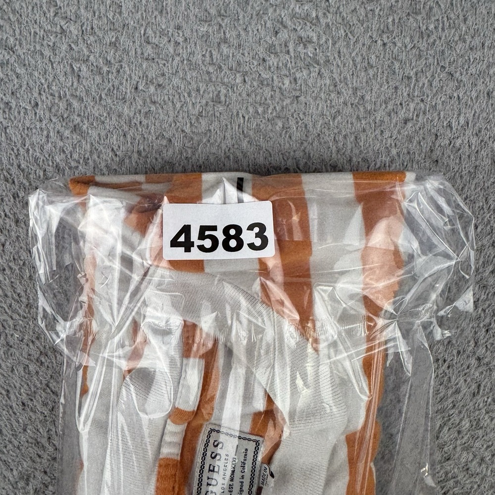 Guess Los Angeles Striped T‎ Shirt Embroidered Adult Size Small Orange White - Picture 9 of 9